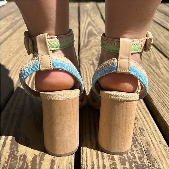 NWT,Antonio Melani Gwindolin Raffia T-Strap Dress Block Heeled Sandals Sz. 10 - Picture 7 of 10